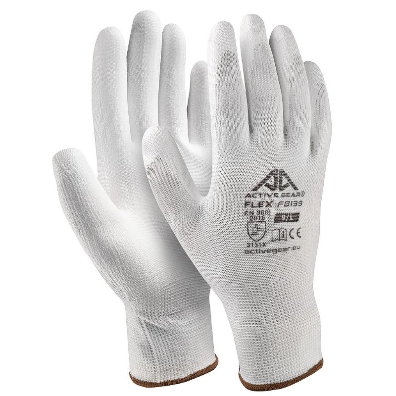 White polyurethane gloves L 12 pcs
