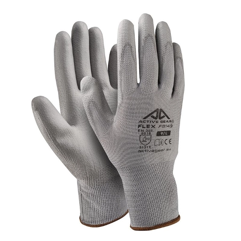 Grey polyurethane gloves L F8149 7630048201010
