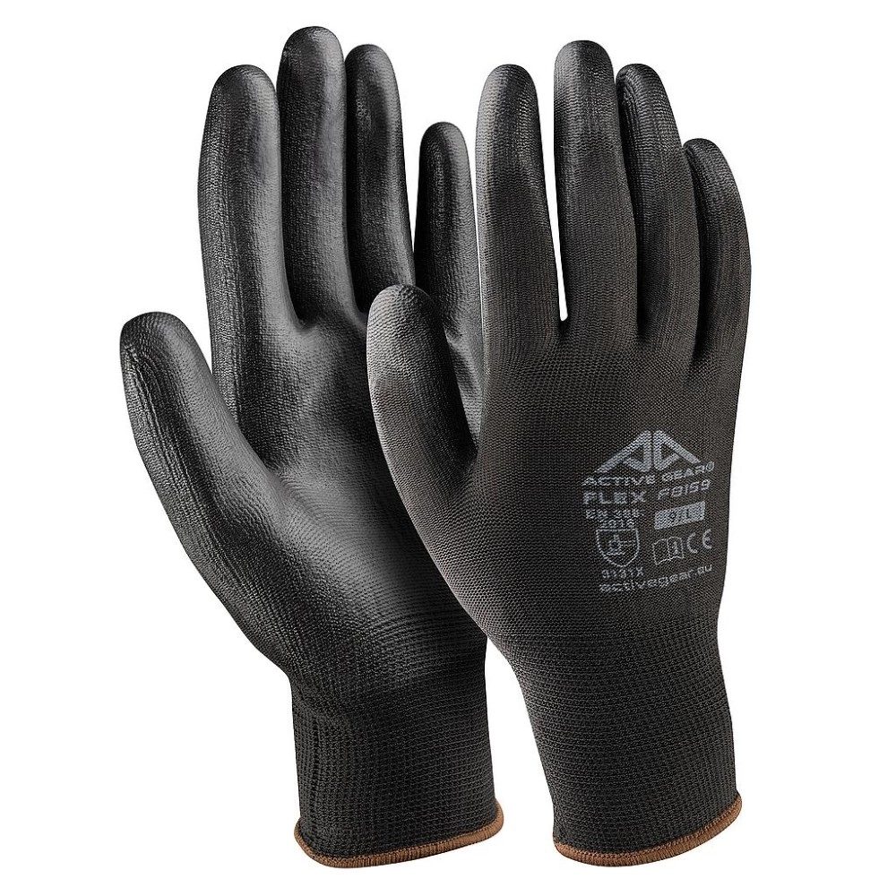 Black polyurethane gloves M 12 pcs