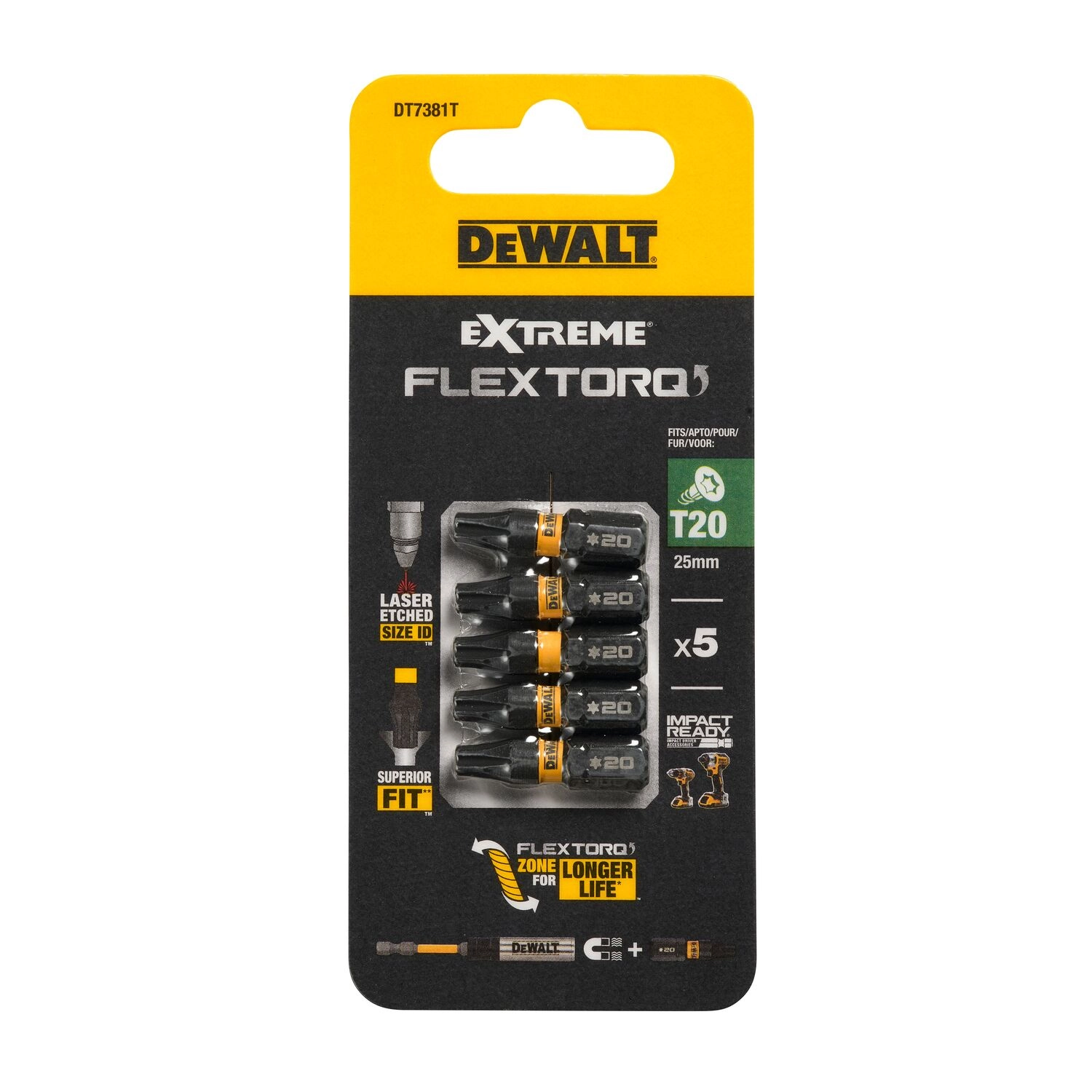 FLEXTORQ skrūvgriežu uzgaļi T20 25 mm
