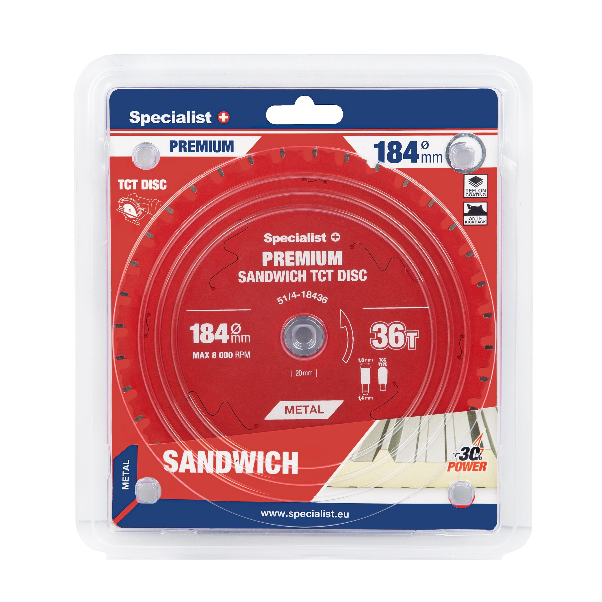 SPECIALIST+ griešanas disks Sandwich 184x20/16x36T LTS1843620/16-T