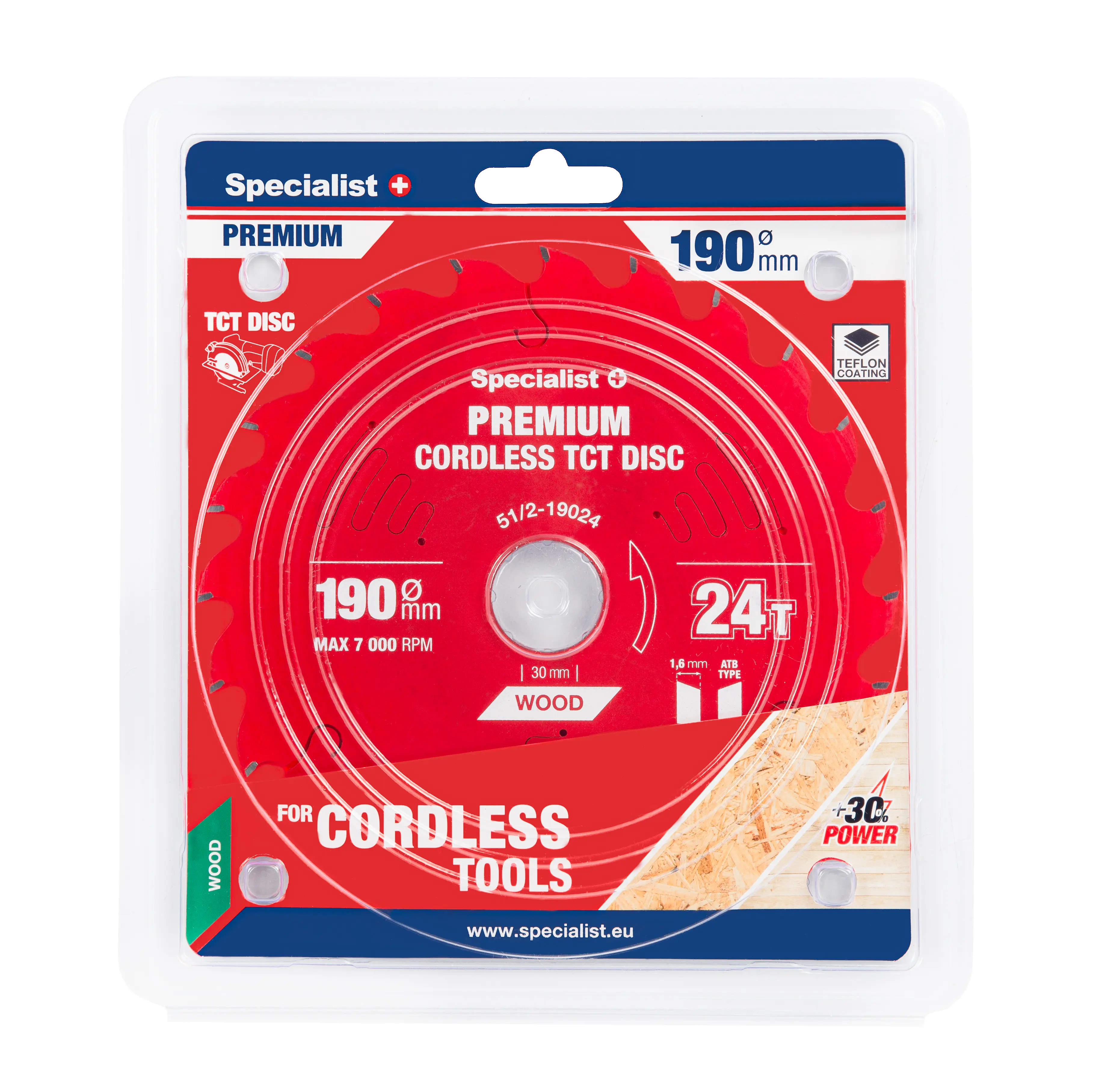 SPECIALIST+ griešanas disks Cordless 190x24Tx30mm LTW1902430-T
