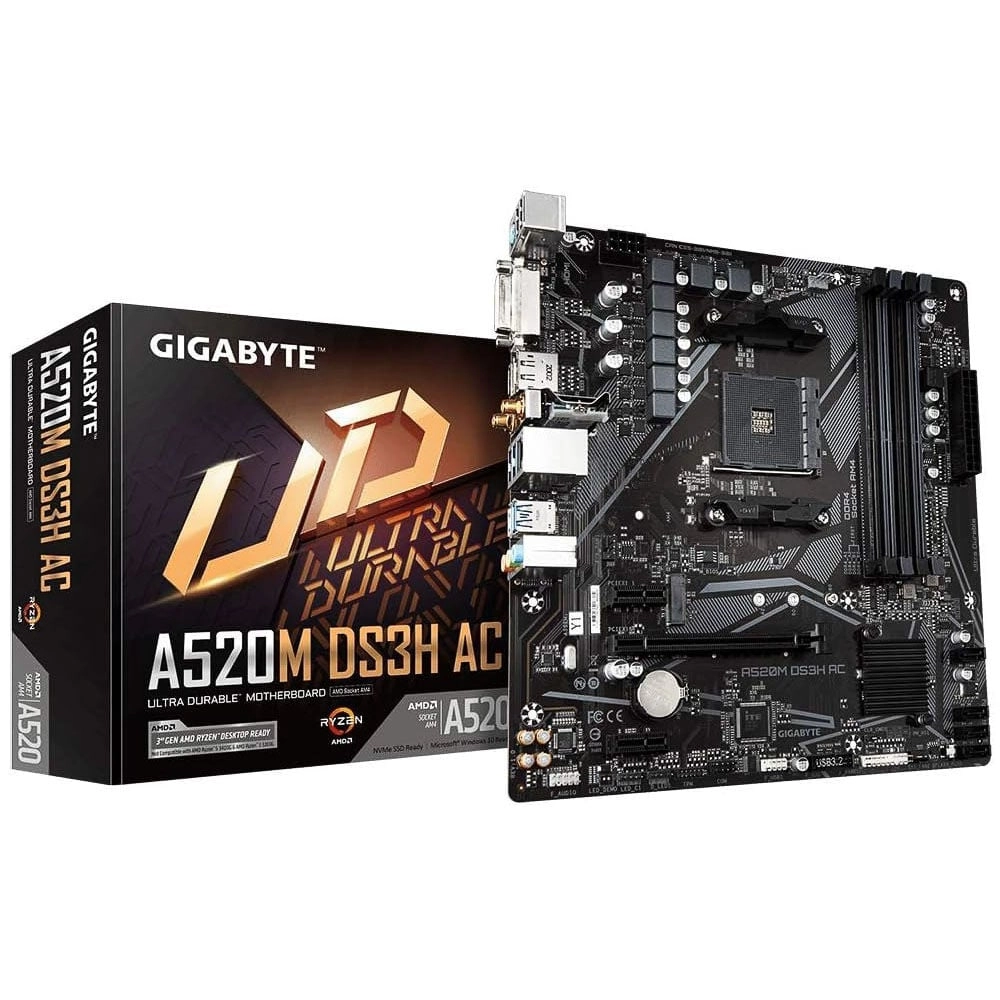 GIGABYTE A520M DS3H AC mātes plate AMD A520 Ligzda AM4 mikro ATX