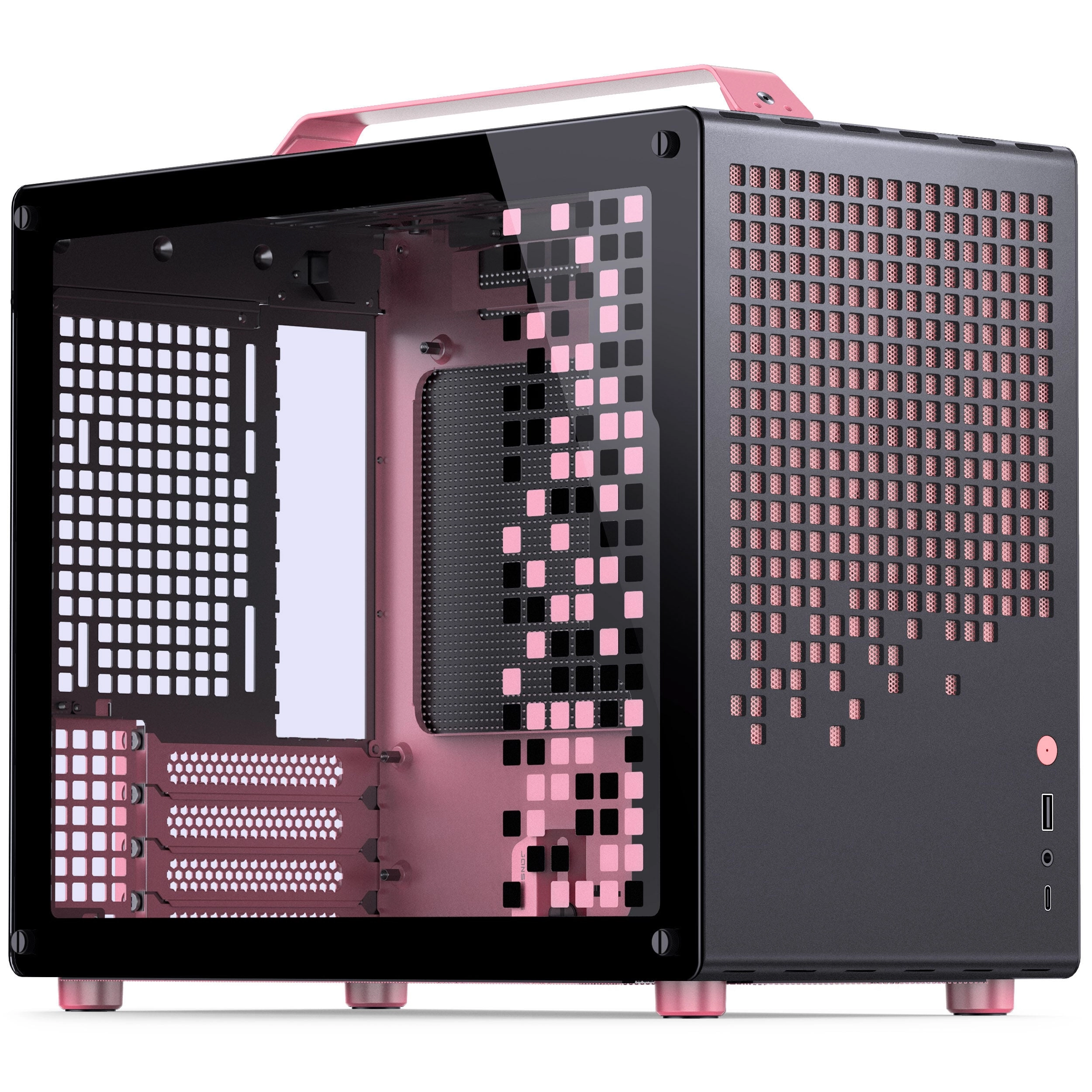 Jonsplus Z20 Micro-ATX maciņš, ar rokturi pārnēsāšanai - melns/rozā
