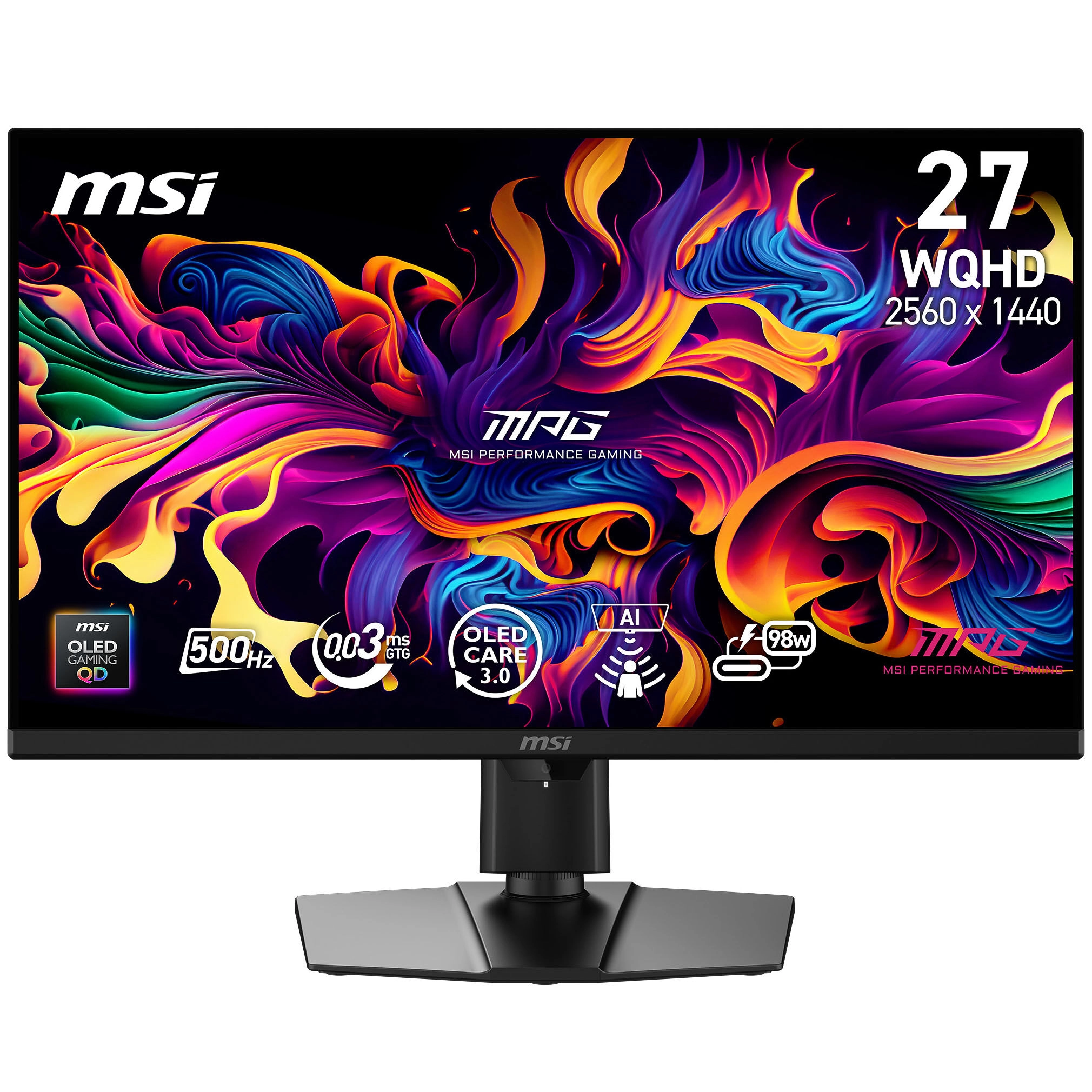 MSI MPG 271QRDE QD-OLED X50 monitori 67,3 cm (26.5") 2560 x 1440 pikseļi Wide Quad HD Melns