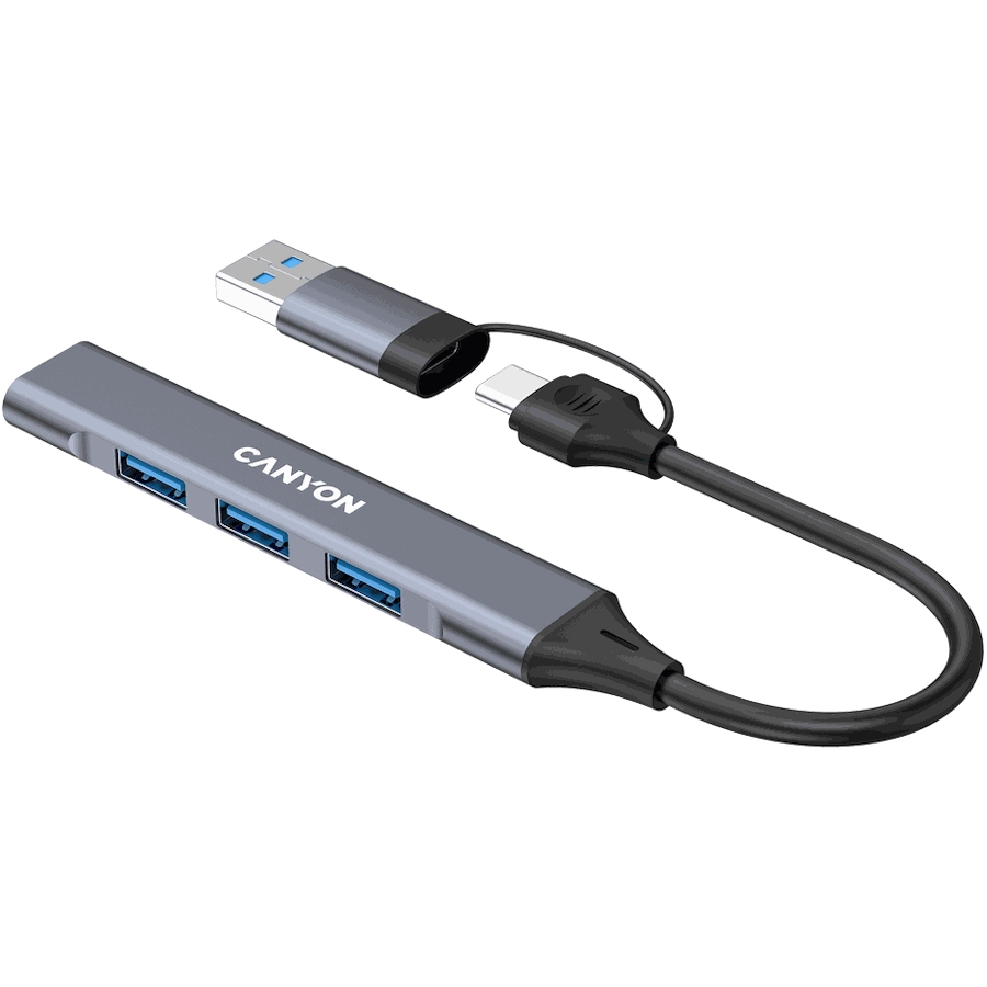 CANYON hub DS-02 4in1 USB-A/C Grey