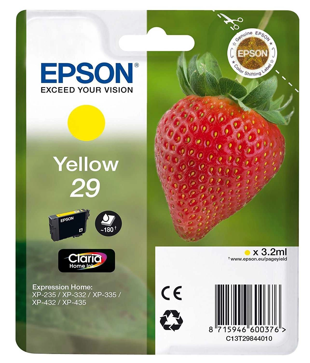 Epson Strawberry Singlepack Yellow 29 Claria
