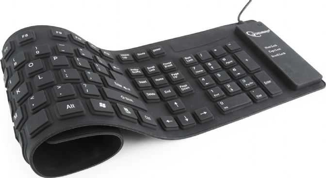 Klawiatura silikonowa czarna USB+PS2 ( KB-109F-B