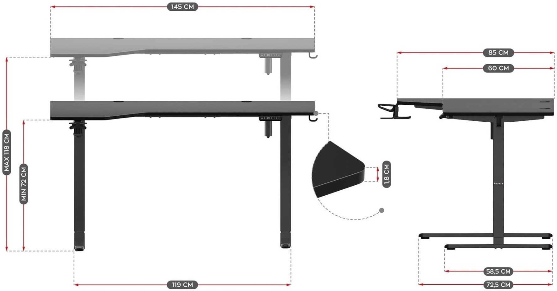 Huzaro Hero 9.1 Desk Black