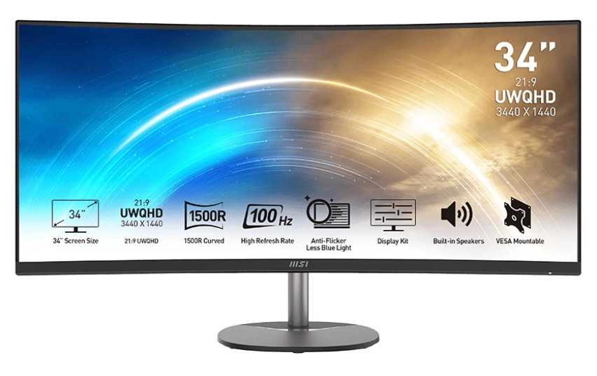 MSI Pro MP341CQ 34 Inch Curved