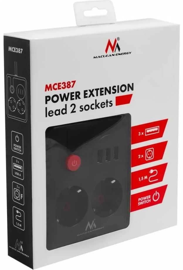 Maclean power strip extender 2 sockets