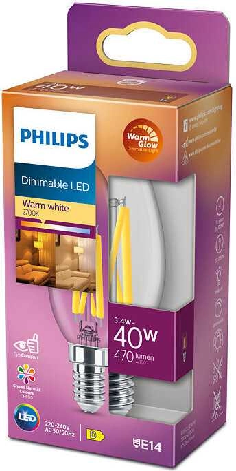Philips Filament Candle Clear 40W B35