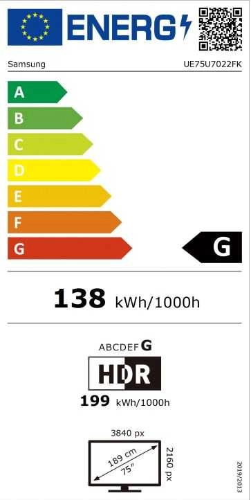 Samsung UE75U7022FKXXH TV 190.5 cm