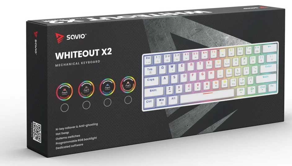 Klawiatura Savio Whiteout X2 Outemu Peach