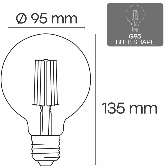 Visional G95 LED Filament Spuldze E27