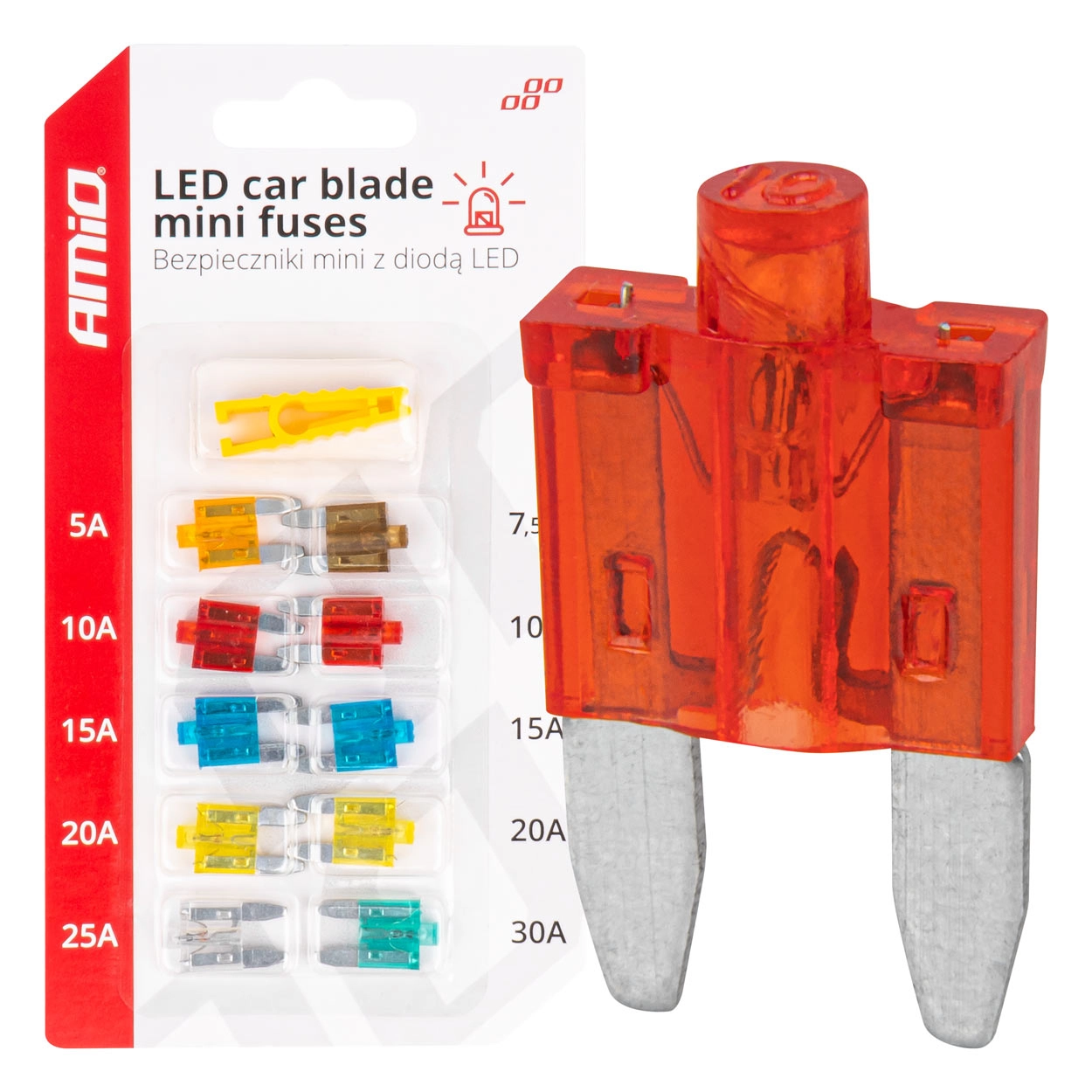 LED automobiļu mini drošinātāji ar lāpstiņām