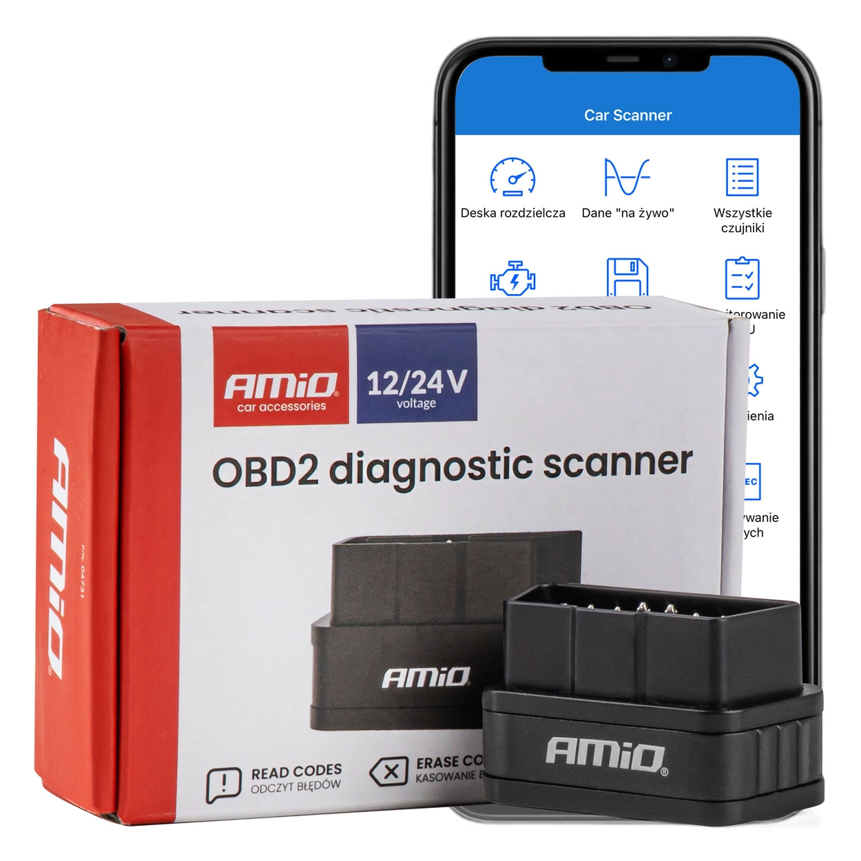 OBD2 diagnostikas skeneris PIC25K80 Bluetooth AMIO