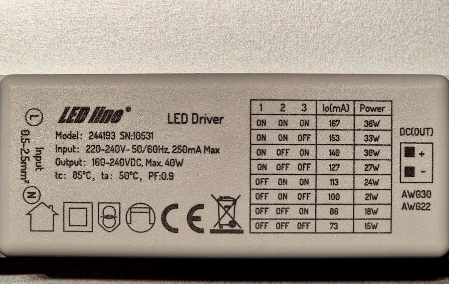 LED lampa 60x60  230Vac 15-36W 2250-5040lm