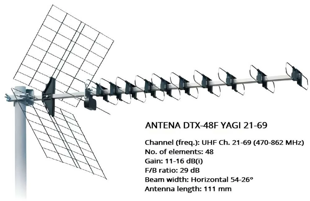 Iskra Antena DTX-48F Yagi 21-69 Juodas
