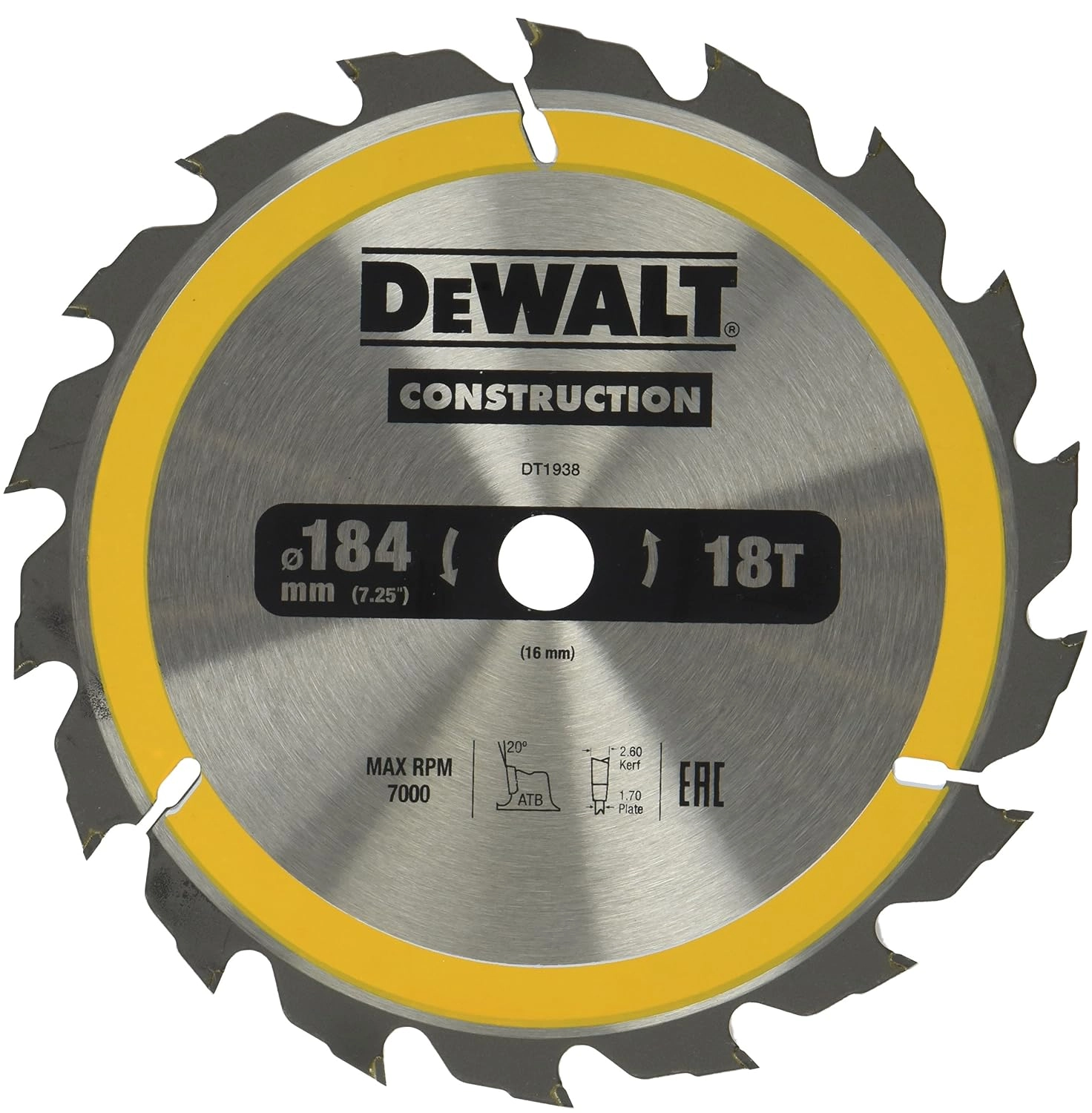 Dewalt Circular saw 184x16mmx18z - DT1938-QZ