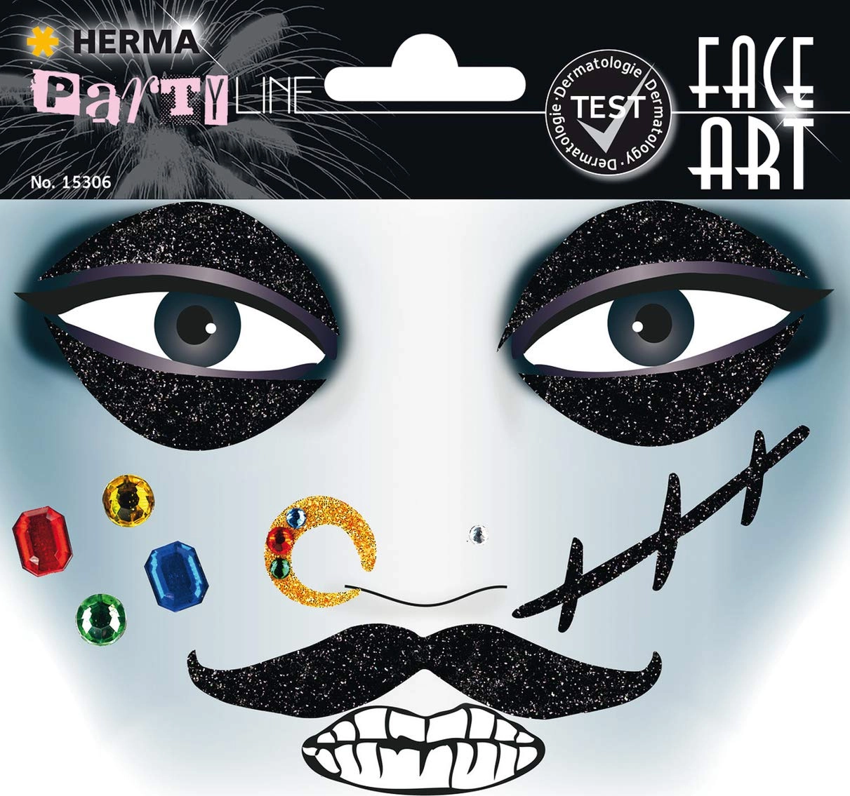 PIRATE FACE DECORATION STICKERS 15306 4008705153065