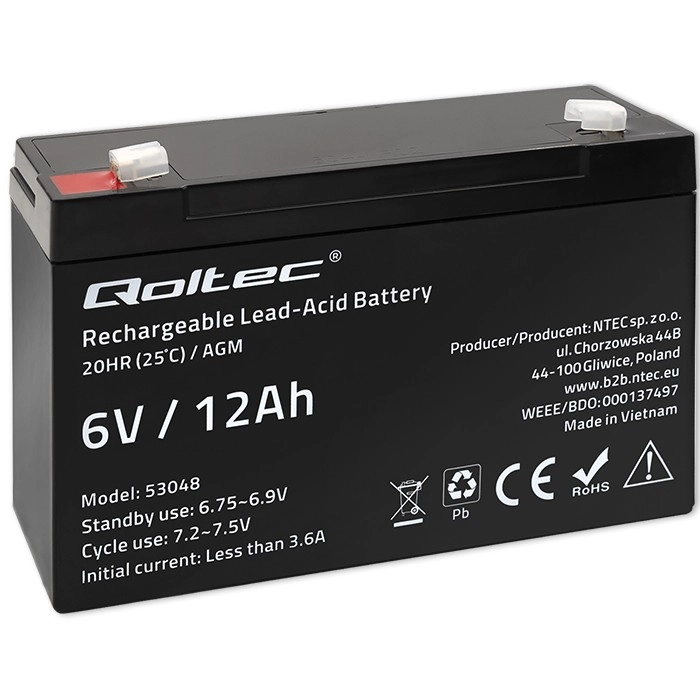 Qoltec Accumulator 6V/12Ah (53048) ( 53048