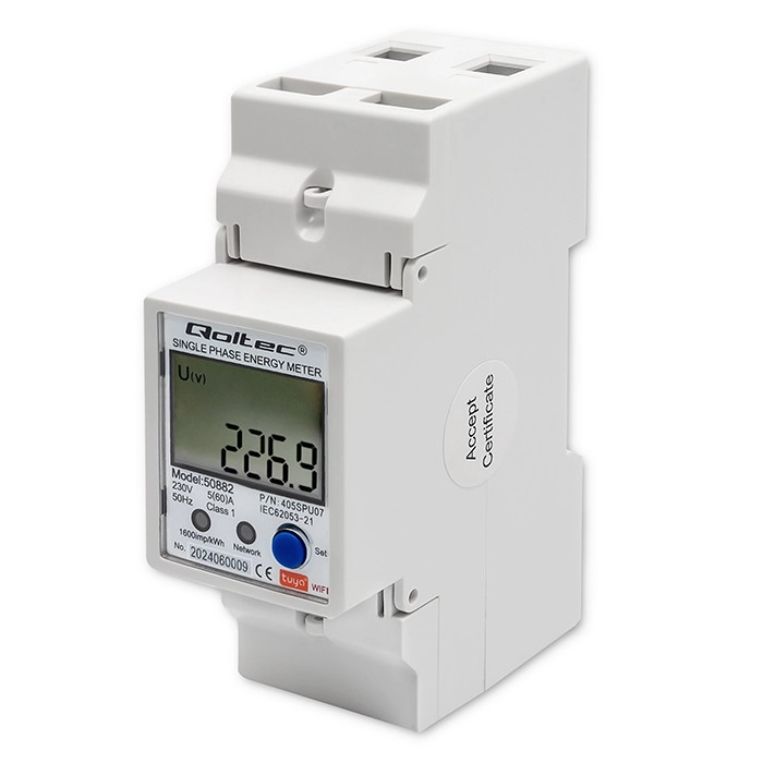 Qoltec 1-fazowy elektroniczny licznik miernik zużycia