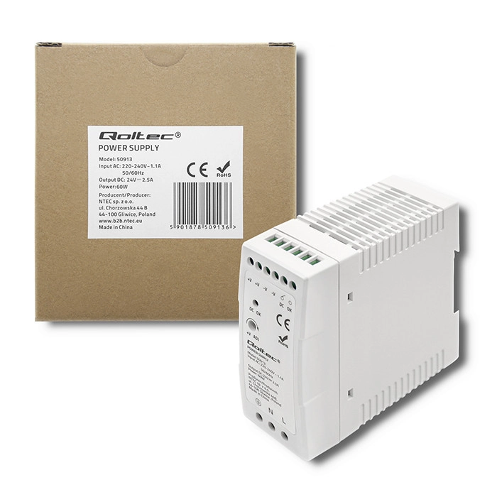 Qoltec DIN rail power supply  60W