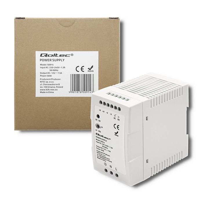 Qoltec DIN Rail Power Supply  90W