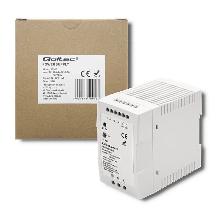 Qoltec DIN Rail Power Supply  96W