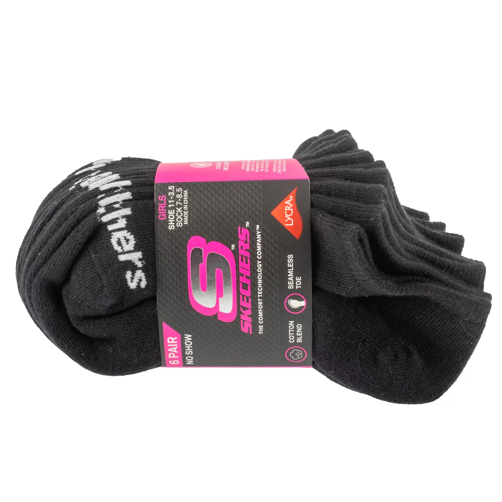 Skechers 6pk Girls Cotton Ns Socks