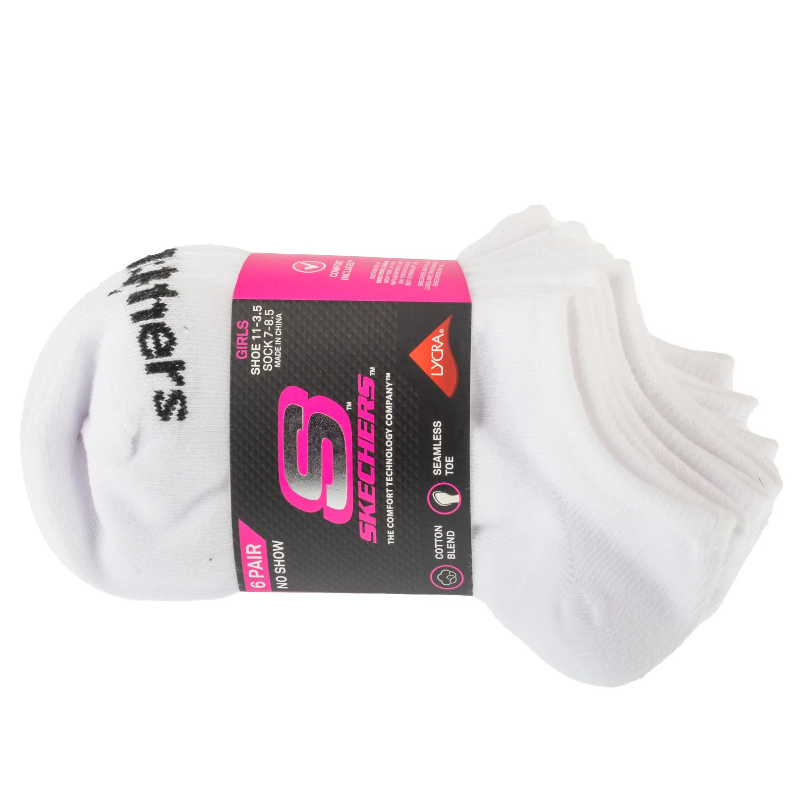 Skechers 6pk Girls Cotton Ns Socks