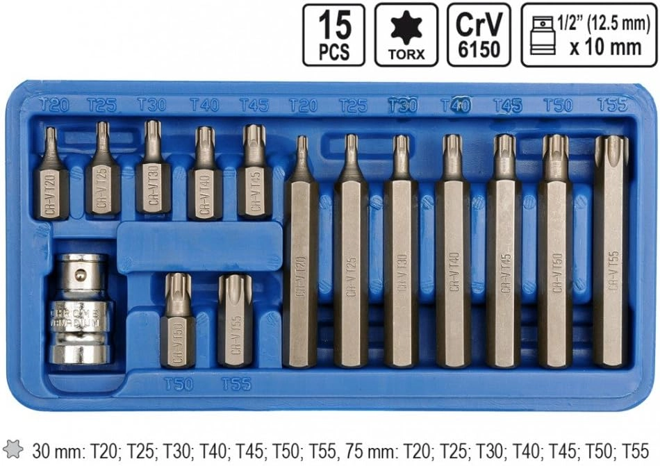 Vorel Końcówki specjalne Torx T20-T55 30/75mm