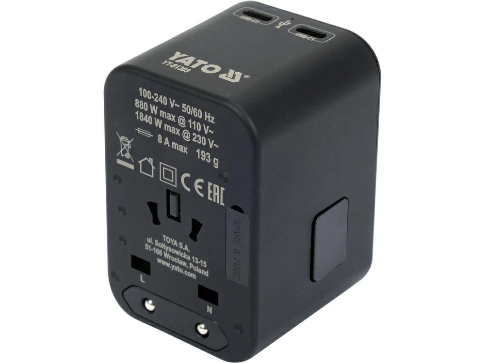 Yato YATO TRAVEL ADAPTER UNIVERSAL. USB