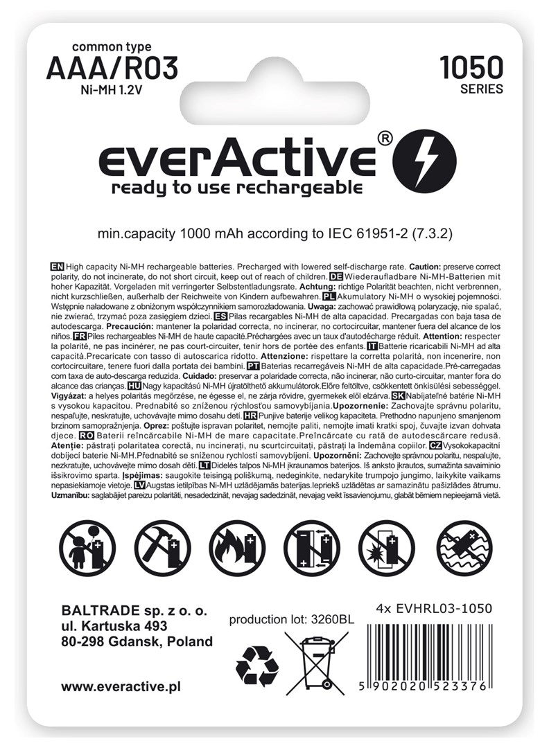 EverActive Akumulatory R03/AAA 550 mAH blister