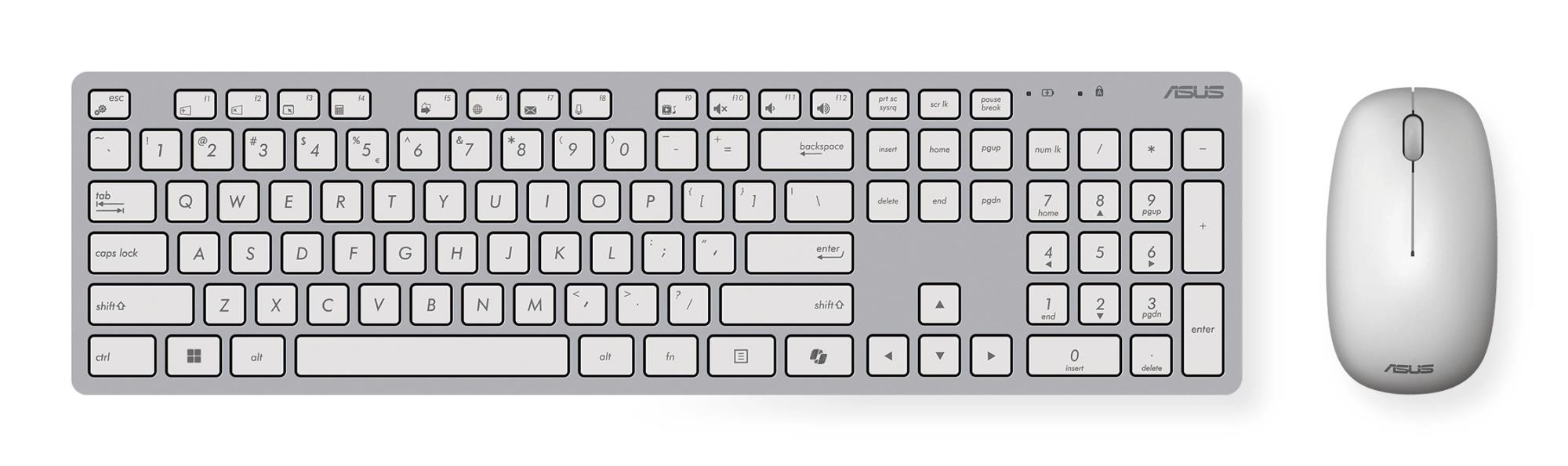 Keyboard +Optical Wireless Mouse W5000/White 90XB0430-BKM3A0