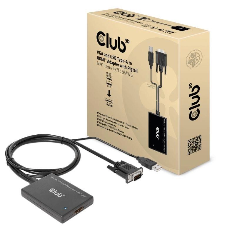 CLUB3D VGA and USB Type-A to