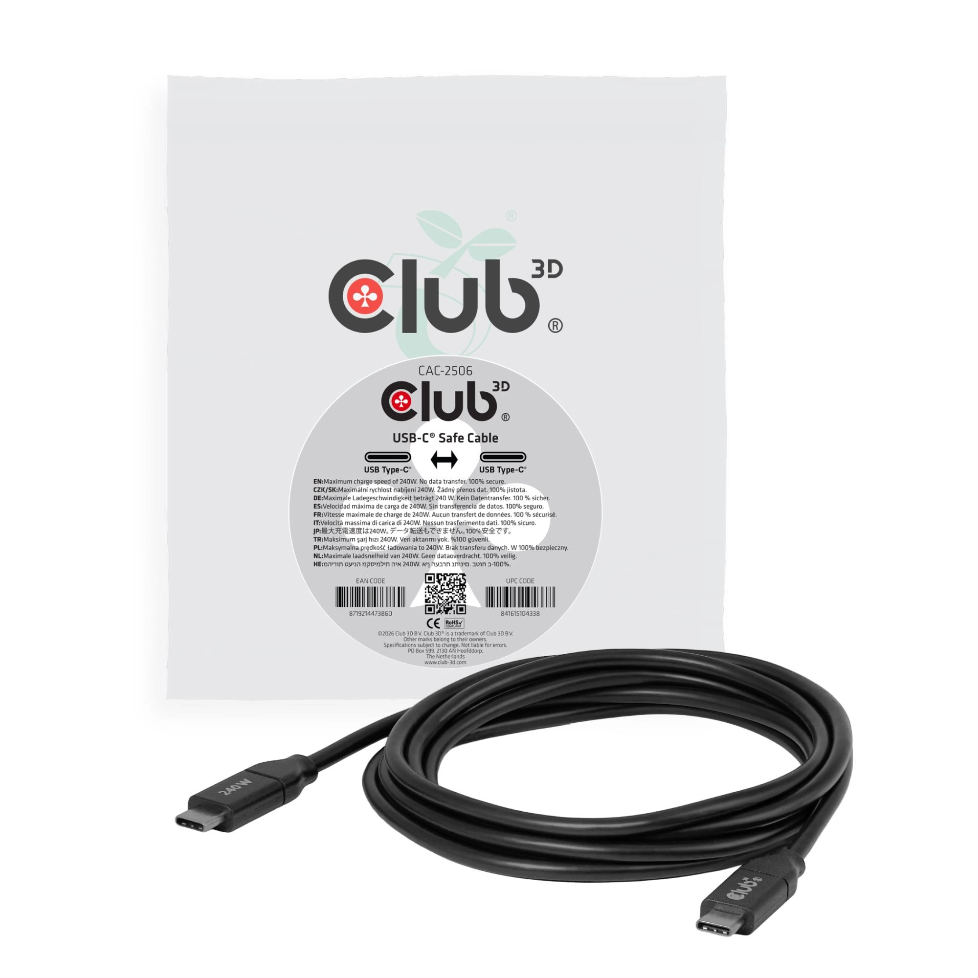 CLUB3D USB-C® Safe Cable 240W No