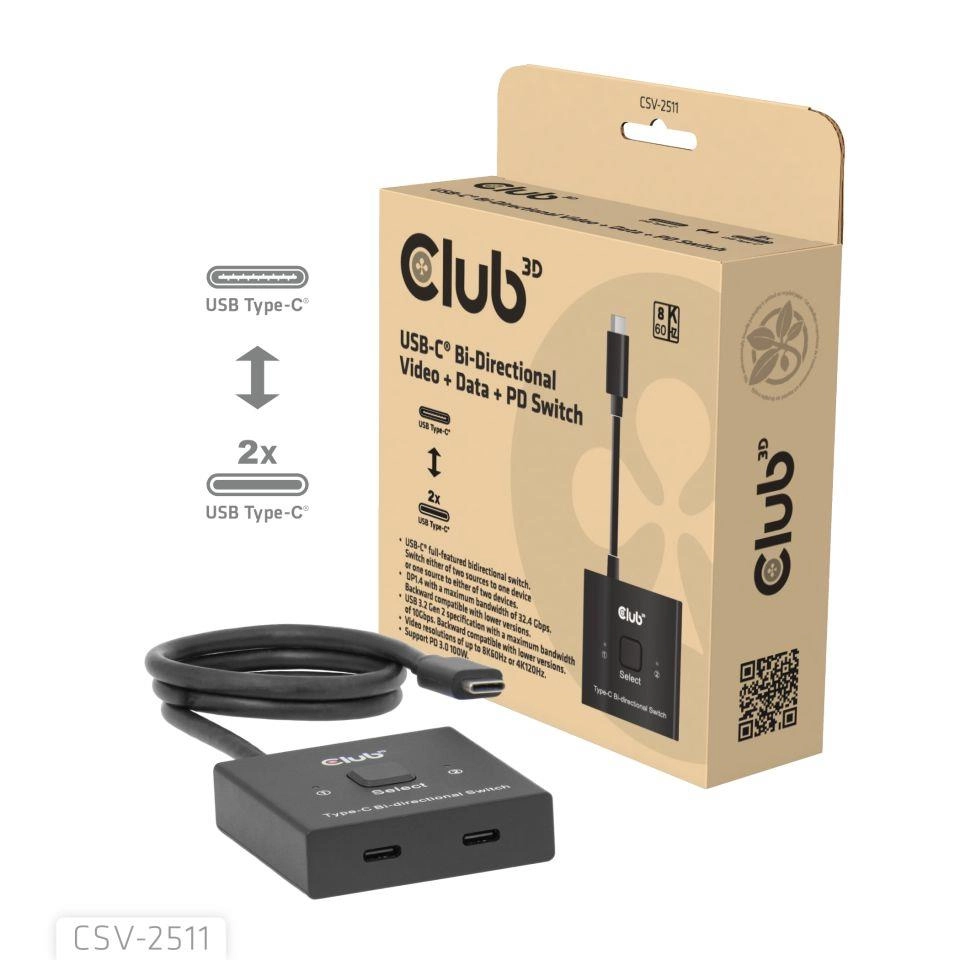 Club 3D USB-C Bi-Directional Video+ Data+