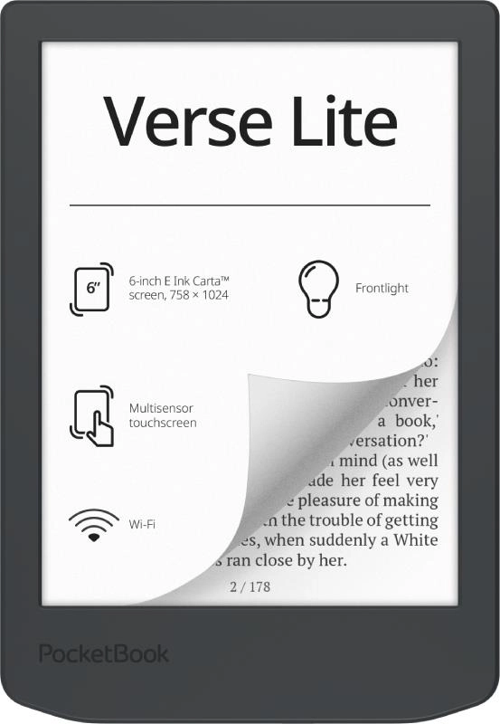 E-ReaderPOCKETBOOKVerse Lite 619 6````6"1024x7581xUSB-CWireless LANGreyPB619-T-WW