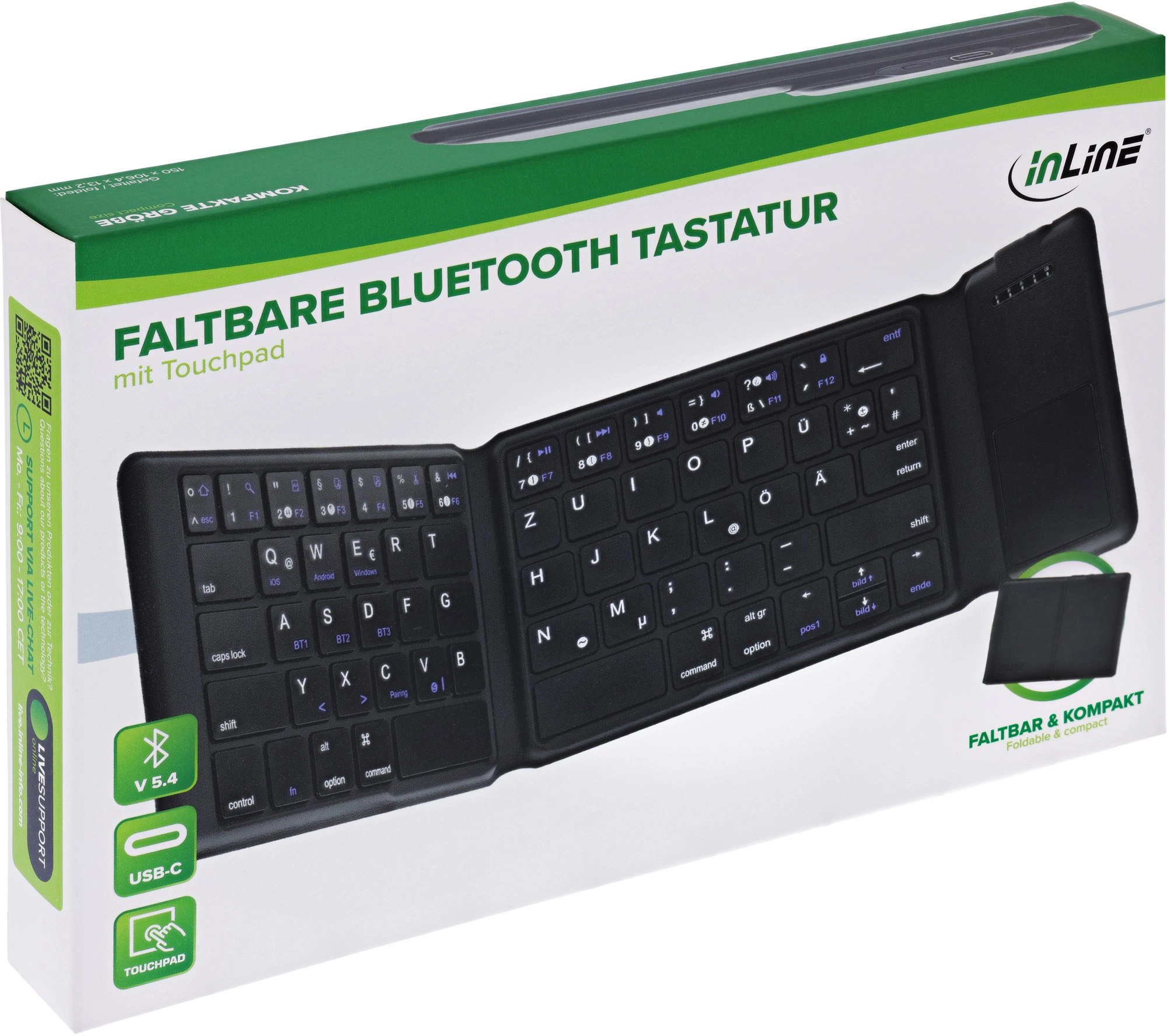 InLine 55379B keyboard Universal Bluetooth QWERTZ