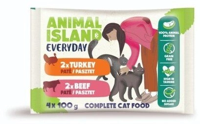 ANIMAL ISLAND beef/turkey pouches for cats