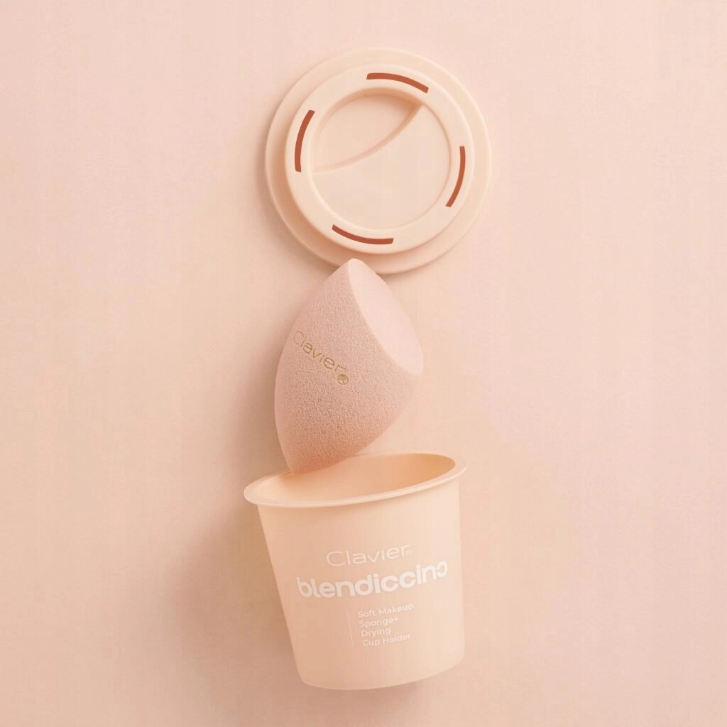 CLAVIER_Blendiccino cut makeup sponge + case