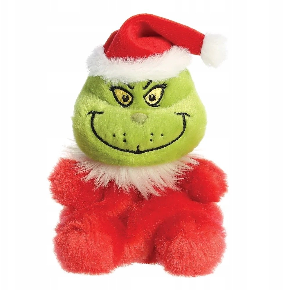 Grinch mascot in Santa Claus costume
