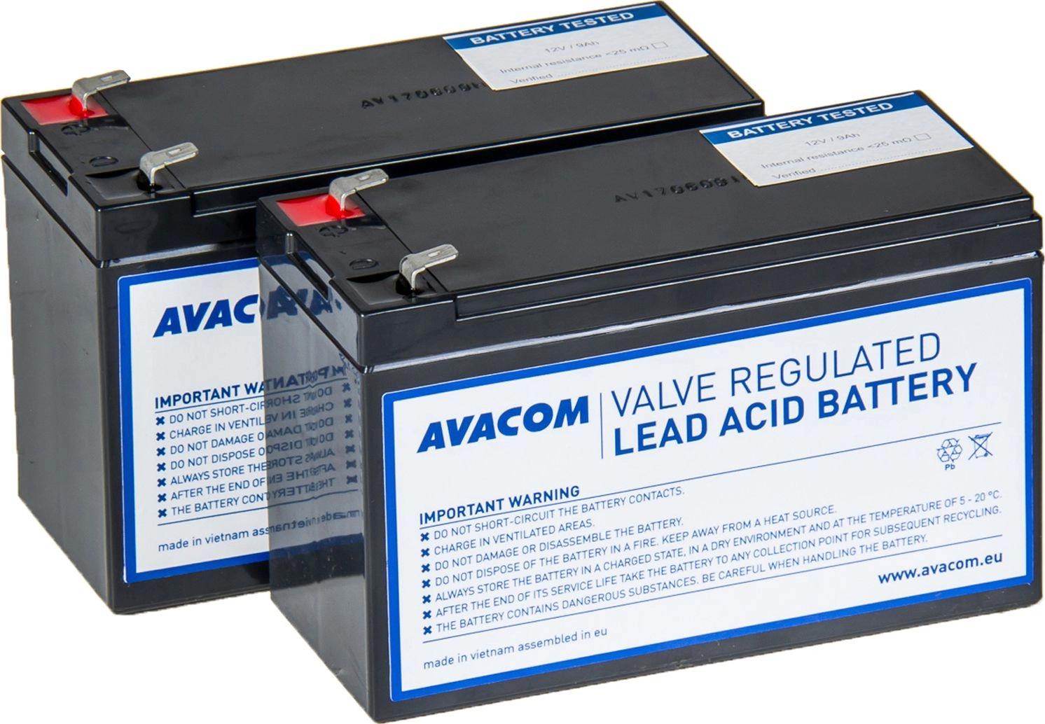 Avacom Zestaw akumulatorów RBC166 12V/2x9Ah (AVA-RBC166-KIT)