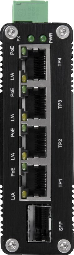 4-port industrial PoE switch on DIN