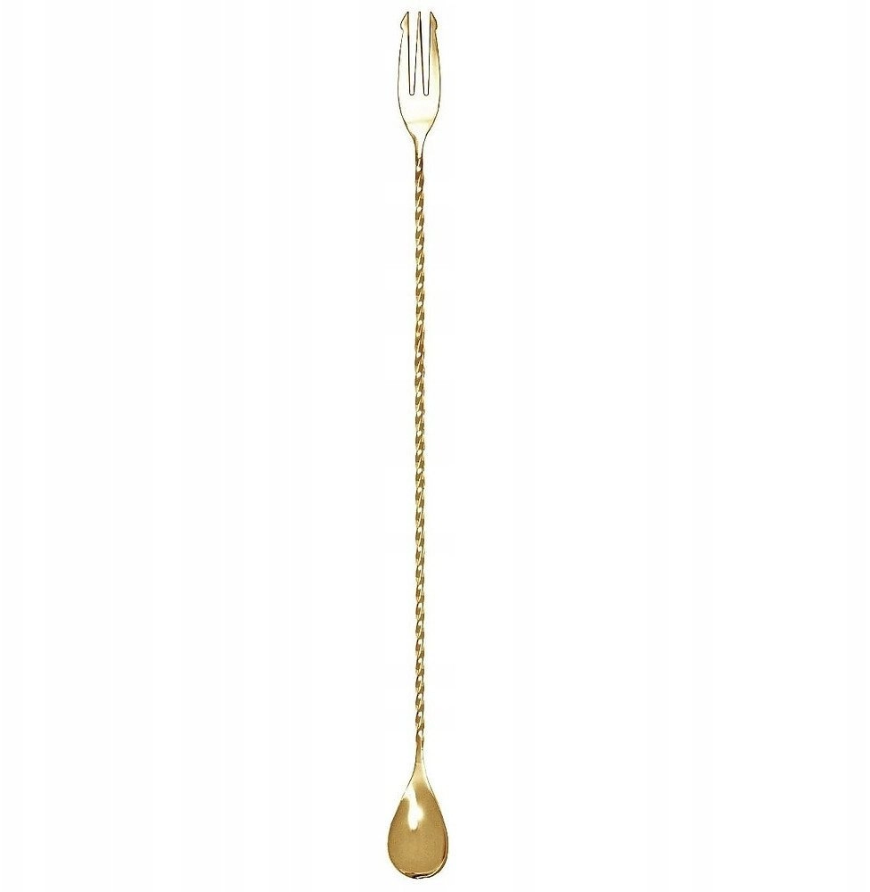 Bartender`s spoon with gold forks BPR-030G