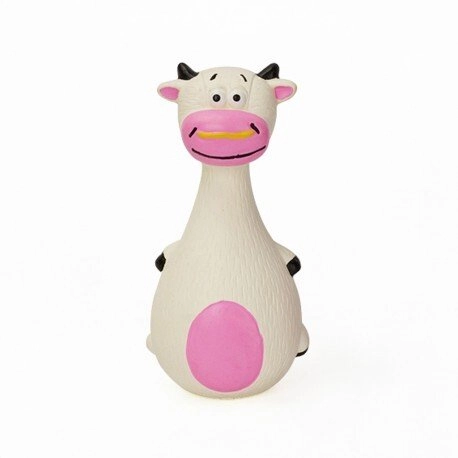Dog toy cow white latex rubber