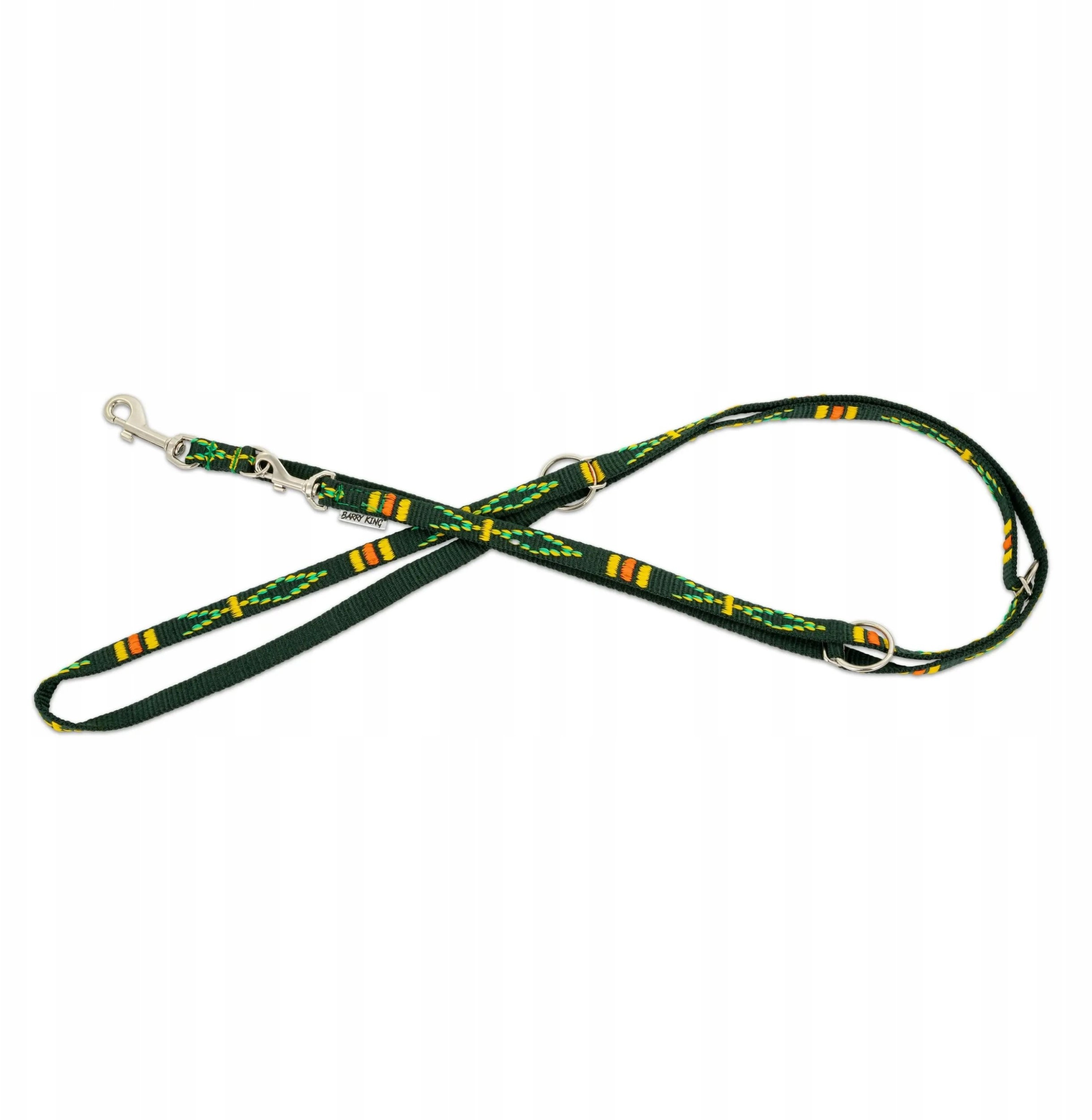 Adjustable dog leash  green  ethnic pattern