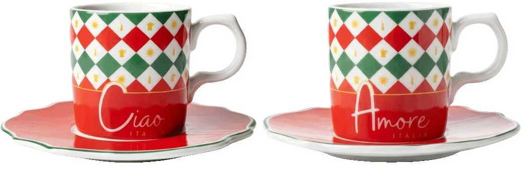 Bialetti Set 2 cups including saucers